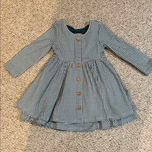 SweetHoney Classic Checkered Kids Dress with Wooden Buttons